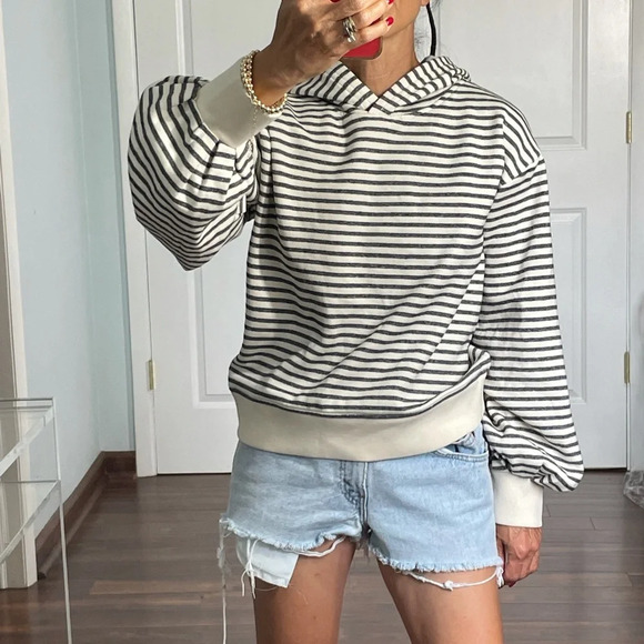 Lou & Grey Stripe Balloon Sleeves Hoodie size S - Picture 4 of 14
